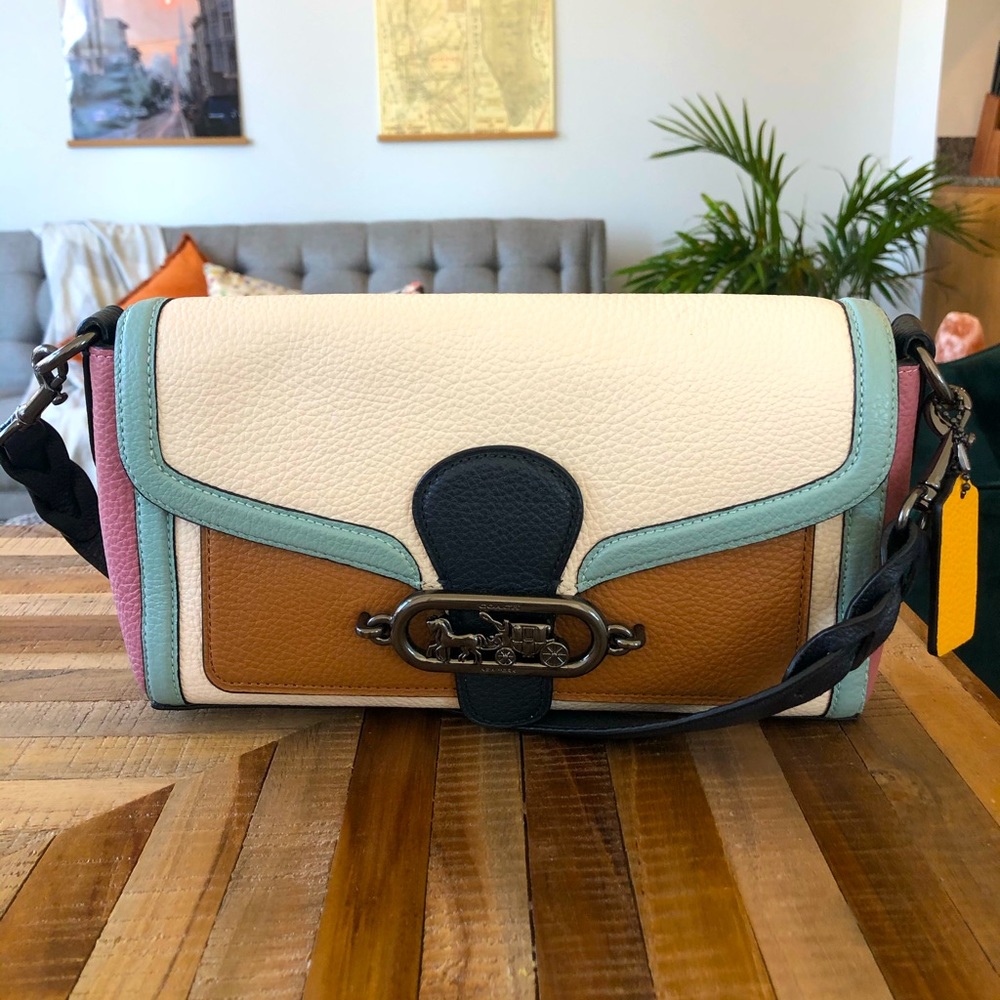 NEW Coach Colorblock Leather Jade Shoulder Bag